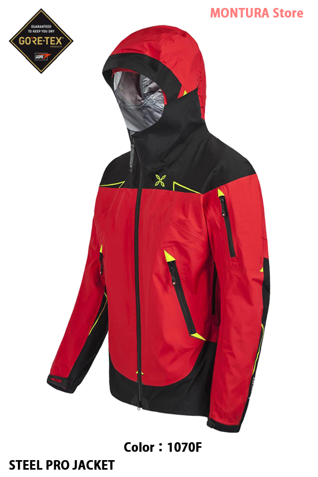 ore-Tex®Proファブリックを使用した3レイヤーストレッチナイロンのウォータープルーフジャケットです。